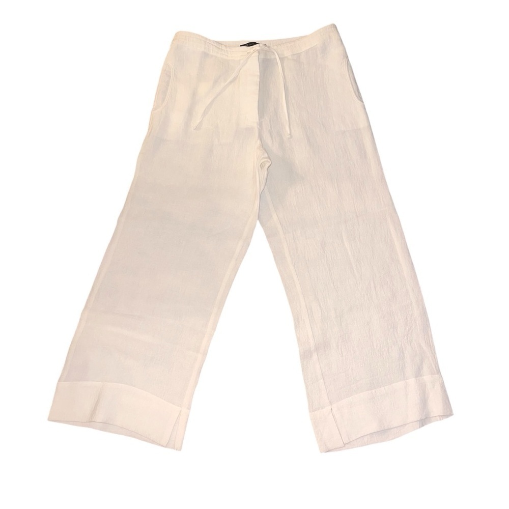 EUC SULU by Kerstin Bernecker Cream Linen Pants Wide Leg High Waist Size 42 - Picture 3 of 11